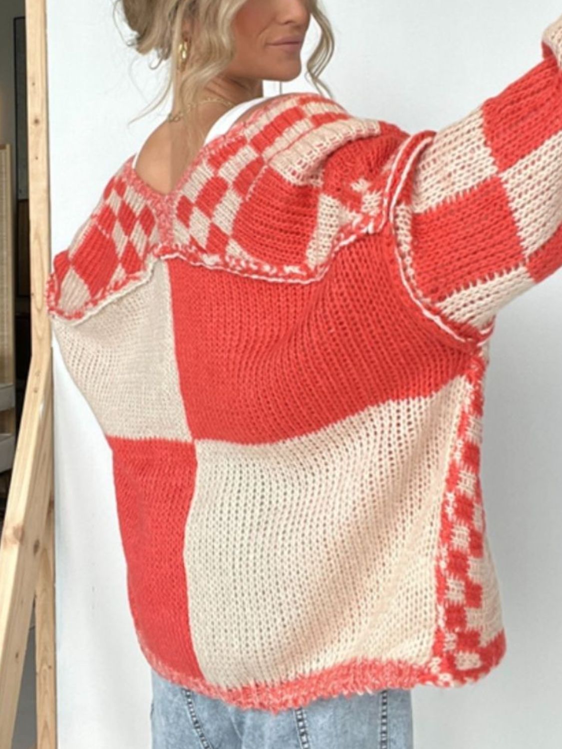 Plaid Long Sleeve Cardigan with Open Front