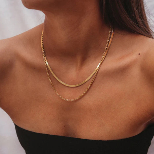 Elegant 18K Gold-Plated Layered Necklace for Versatile Styling